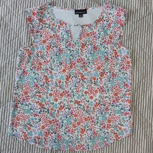 Fortune + Ivy Dina Scallop Sleeve Mixed Material Blouse